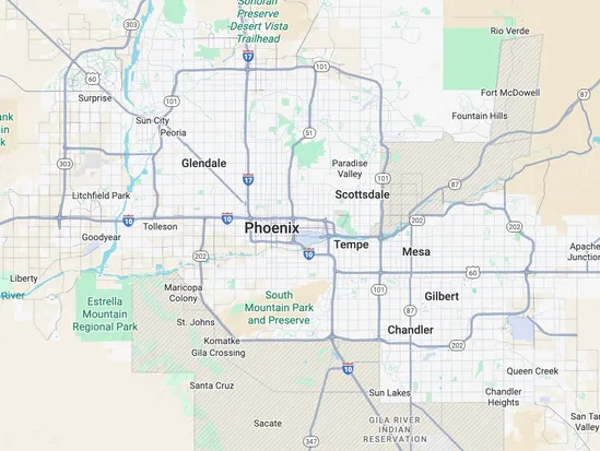 Phoenix Valley service area map